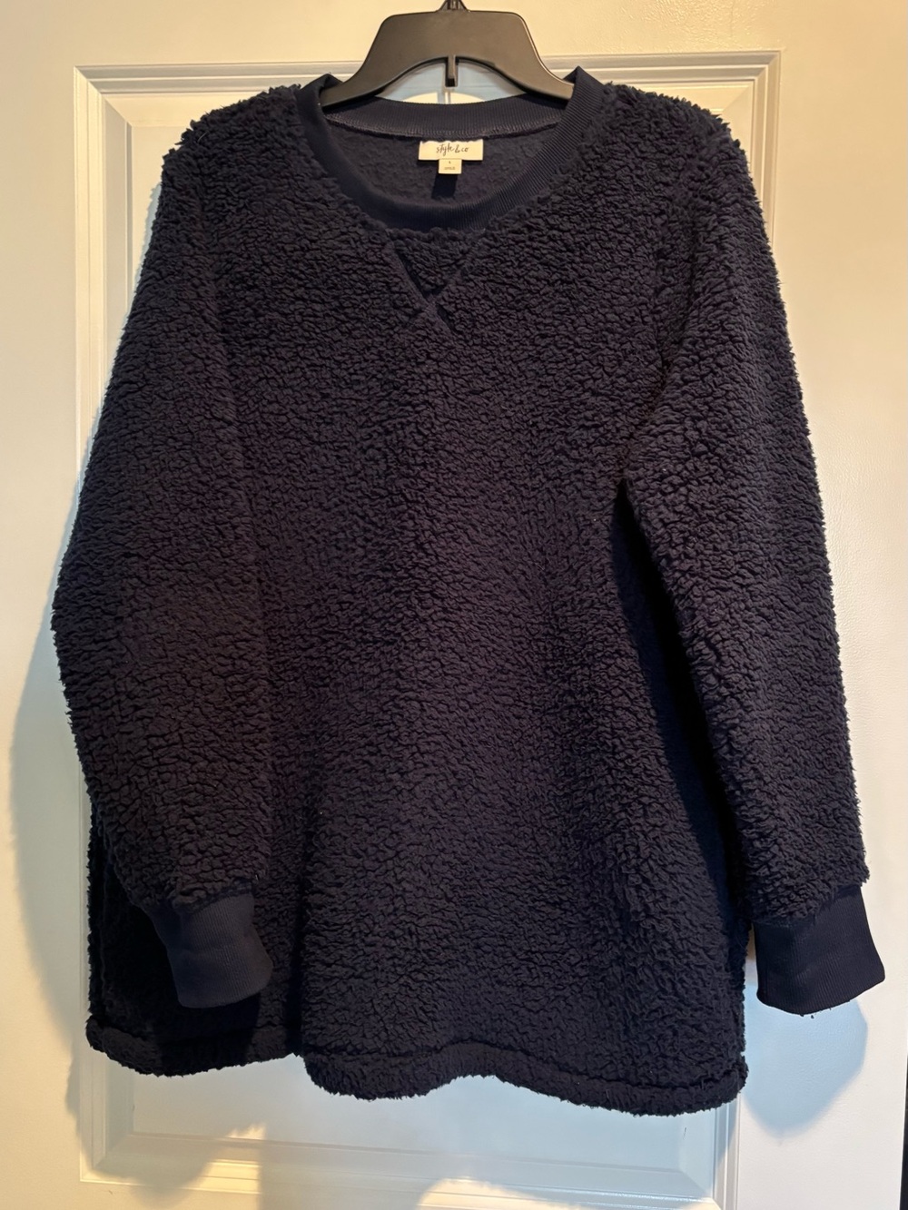 Style & Co. Navy Sherpa Crewneck Sweater